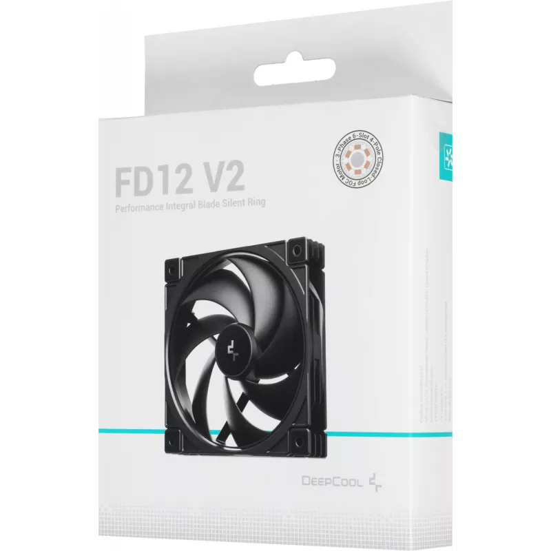 Вентилятор для корпуса Deepcool FD12 V2 120х120x25 черный 4-pin 35.6дБ (R-FD12V2-BKNPN1-G) Ret