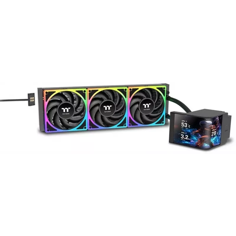 Система водяного охлаждения Thermaltake MAGCurve 360 Ultra ARGB Soc-AM5/AM4/1200/1700/1851 черный 4-pin 32.8-35.1dB Al LCD Ret (CL-W453- PL12SW-A)