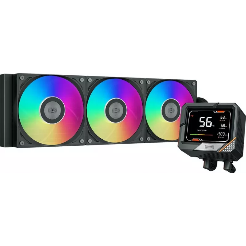 Система водяного охлаждения PcCooler GT360 Digital ARGB Soc-AM5/AM4/1200/1700/1851 черный 4-pin 15-38.6dB Al LCD 310W Ret (GT360-BKAWXX-GL)