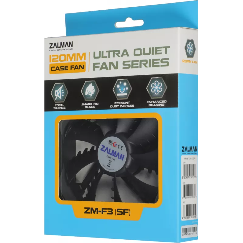 Вентилятор для корпуса Zalman ZM-F3 (SF) 120х120x25 черный 3-pin 23дБ Ret