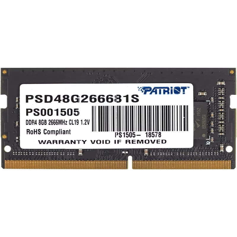 Память DDR4 8Gb 2666MHz Patriot PSD48G266681S Signature RTL PC4-21300 CL19 SO-DIMM 260-pin 1.2В single rank Ret