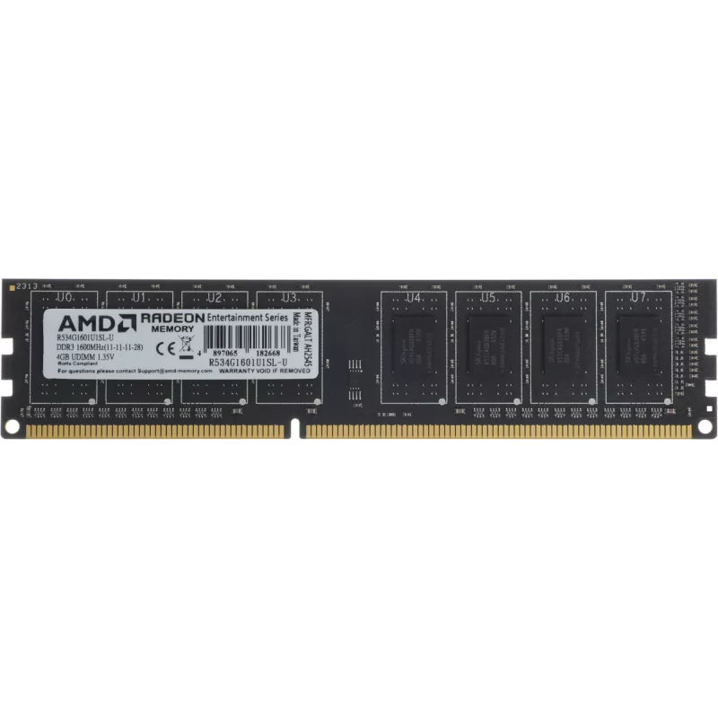 Память DDR3 4GB 1600MHz AMD R534G1601U1SL-U RTL PC3-12800 CL11 DIMM 240-pin 1.35В Ret