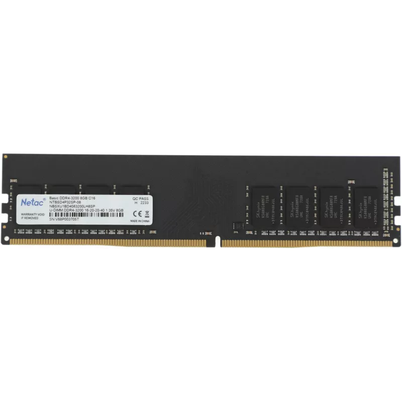 Память DDR4 8Gb 3200MHz Netac NTBSD4P32SP-08 Basic RTL PC4-25600 CL16 DIMM 288-pin 1.35В single rank Ret