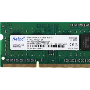  DDR3L 4Gb 1600MHz Netac NTBSD3N16SP04 Basic RTL PC312800 CL11 SODIMM 204pin 135 single rank Ret