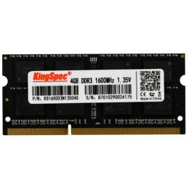 Память DDR3L 4Gb 1600MHz Kingspec KS1600D3N13504G RTL PC3-12800 CL11 SO-DIMM 204-pin 1.35В