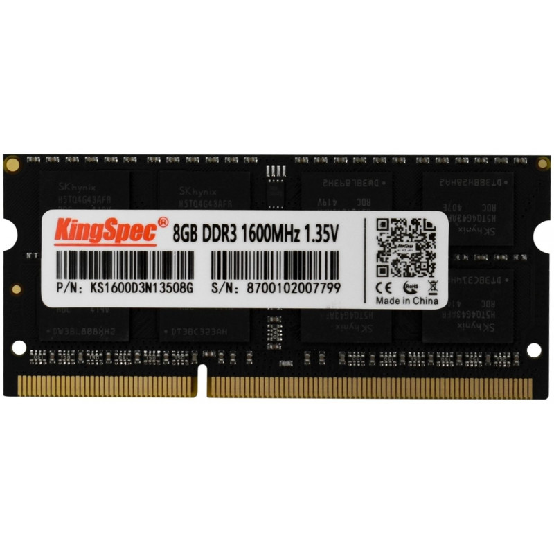 Память DDR3L 8GB 1600MHz Kingspec KS1600D3N13508G RTL PC3L-12800 CL11 SO-DIMM 204-pin 1.35В single rank Ret Память DDR3L 8GB 1600MHz Kingspec KS1600D3N13508G RTL PC3L-12800 CL11 SO-DIMM 204-pin 1.35В single rank Ret