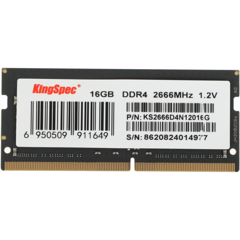 Память DDR4 16GB 2666MHz Kingspec KS2666D4N12016G RTL PC4-21300 SO-DIMM 260-pin 1.2В single rank Ret