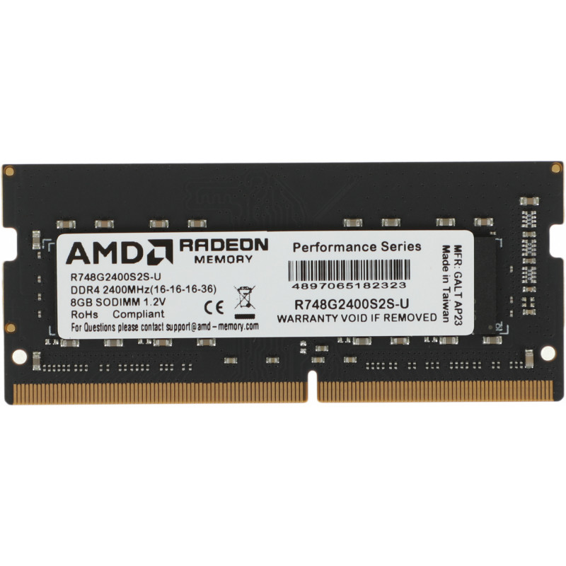 Память DDR4 8Gb 2400MHz AMD R748G2400S2S-U Radeon R7 Performance Series RTL PC4-19200 CL16 SO-DIMM 260-pin 1.2В Ret Память DDR4 8Gb 2400MHz AMD R748G2400S2S-U Radeon R7 Performance Series RTL PC4-19200 CL16 SO-DIMM 260-pin 1.2В Ret