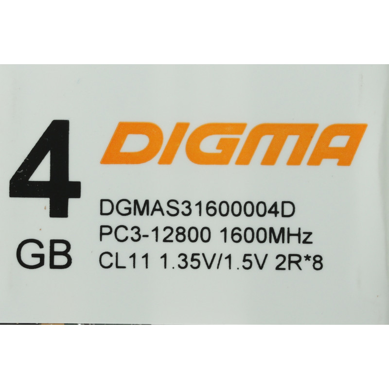 Память DDR3L 4GB 1600MHz Digma DGMAS31600004D RTL PC3-12800 CL11 SO-DIMM 204-pin 1.35В dual rank Ret