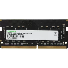 Память DDR4 8Gb 3200MHz Digma DGMAS43200008S RTL PC4-25600 CL22 SO-DIMM 260-pin 1.2В single rank Ret