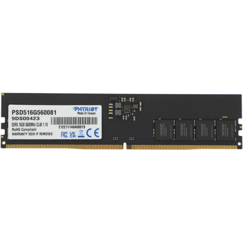 Память DDR5 16GB 5600MHz Patriot PSD516G560081 Signature RTL PC5-44800 CL46 DIMM 288-pin 1.1В single rank Ret