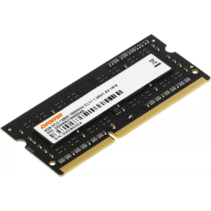 Память DDR3 4GB 1600MHz Digma DGMAS31600004S RTL PC3-12800 CL11 SO-DIMM 204-pin 1.35В single rank Ret