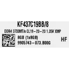 Память DDR4 8Gb 3733MHz Kingston KF437C19BB/8 Fury Beast Black RTL Gaming PC4-29800 CL19 DIMM 288-pin 1.35В single rank с радиатором Ret