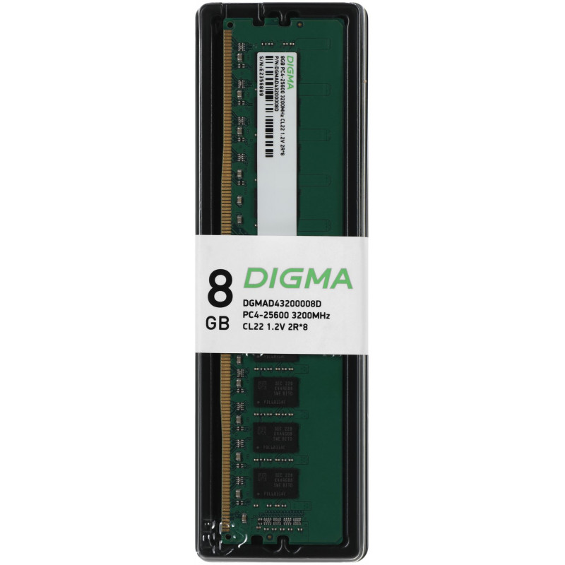 Память DDR4 8Gb 3200MHz Digma DGMAD43200008D RTL PC4-25600 CL22 DIMM 288-pin 1.2В dual rank Ret