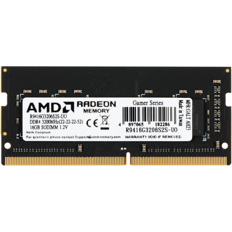 Память DDR4 16GB 3200MHz AMD R9416G3206S2S-UO R9 OEM PC4-25600 CL22 SO-DIMM 260-pin 1.2В OEM