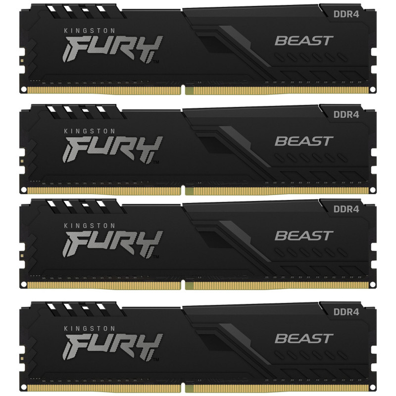 Память DDR4 4x8GB 3200MHz Kingston KF432C16BBK4/32 Fury Beast Black RTL Gaming PC4-25600 CL16 DIMM 288-pin 1.35В kit dual rank с радиатором Ret