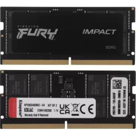 Память DDR5 2x32GB 5600MHz Kingston KF556S40IBK2-64 Fury Impact RTL PC5-44800 CL40 SO-DIMM 262-pin 1.1В dual rank Ret
