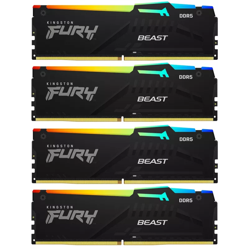 Память DDR5 4x32GB 5600MHz Kingston KF556C40BBAK4-128 Fury Beast Black RGB RTL Gaming PC5-44800 CL40 DIMM 288-pin 1.25В dual rank с радиатором Ret