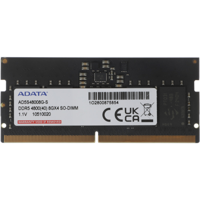 Память DDR5 8GB 4800MHz A-Data AD5S48008G-S RTL PC4-38400 CL40 SO-DIMM 262-pin 1.1В single rank Ret