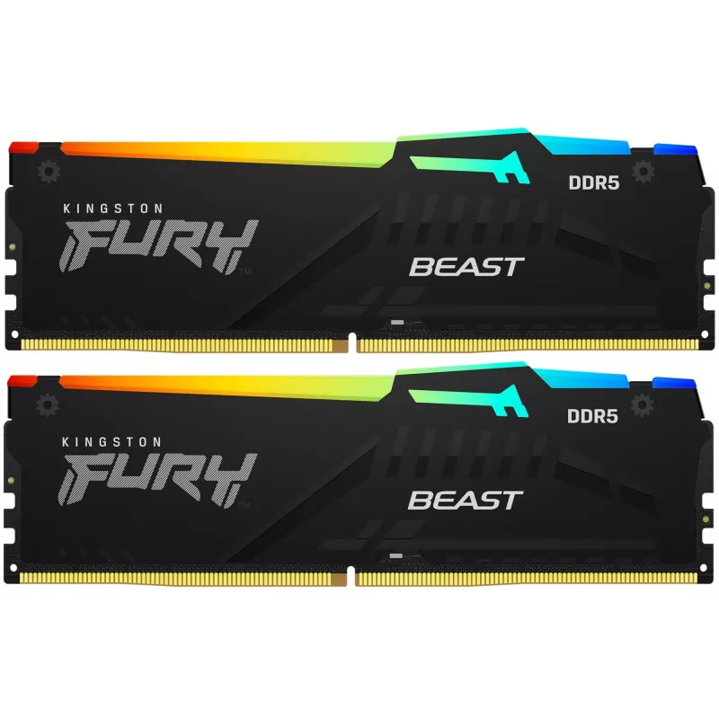 Память DDR5 2x8GB 5200MHz Kingston KF552C40BBAK2-16 Fury Beast Black RGB RTL PC5-41600 CL40 DIMM 288-pin 1.25В kit single rank с радиатором Ret