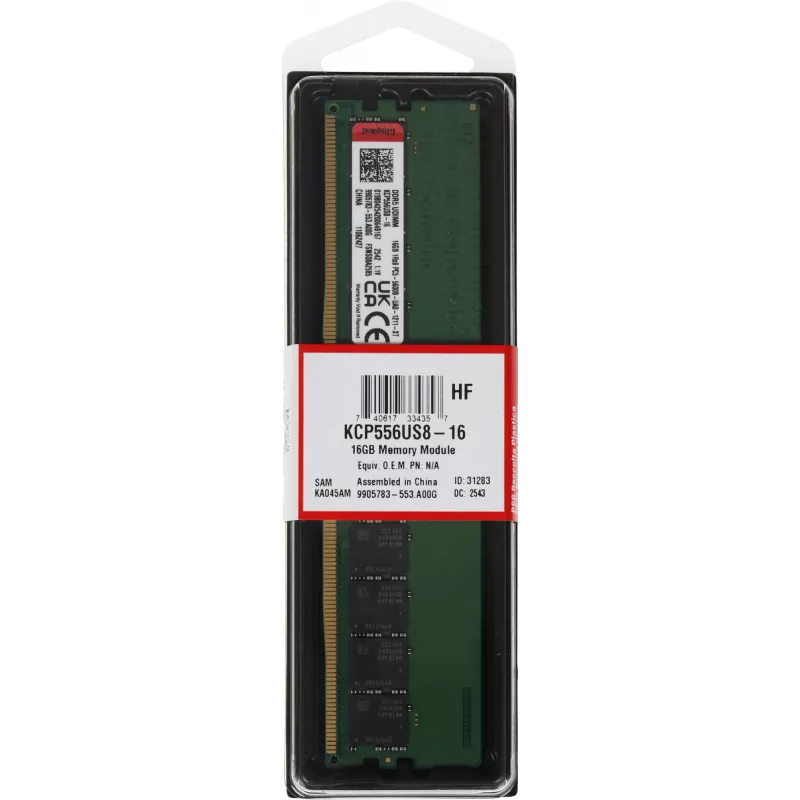 Память DDR5 16GB 5600MHz Kingston KCP556US8-16 RTL PC5-44800 CL46 DIMM 288-pin 1.1В single rank Ret