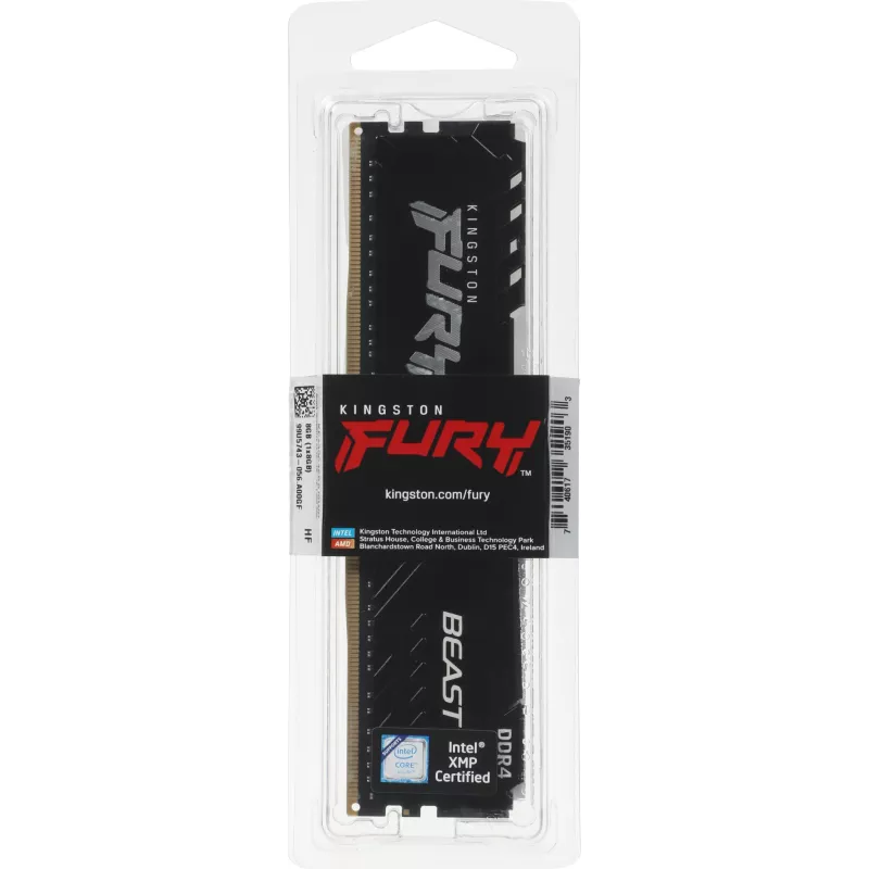 Память DDR4 8GB 3200MHz Kingston KF432C16BB/8WP Fury Beast Black RTL Gaming PC4-25600 CL16 DIMM UDIMM 288-pin 1.35В single rank с радиатором Ret