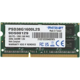 Память DDR3L 8Gb 1600MHz Patriot PSD38G1600L2S RTL PC3-12800 CL11 SO-DIMM 204-pin 1.35В dual rank Ret