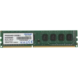 Память DDR3 4Gb 1333MHz Patriot PSD34G133381 RTL PC3-10600 CL9 DIMM 240-pin 1.5В single rank Ret