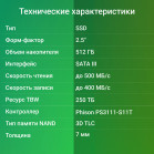 Накопитель SSD Digma SATA-III 512GB DGSR2512GP13T Run P1 2.5"