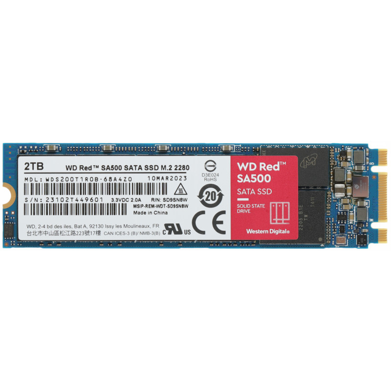 Накопитель SSD WD SATA-III 2TB WDS200T1R0B Red SA500 M.2 2280