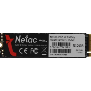  SSD Netac PCIe 30 x4 512GB NT01N930E512GE4X N930E Pro M2 2280