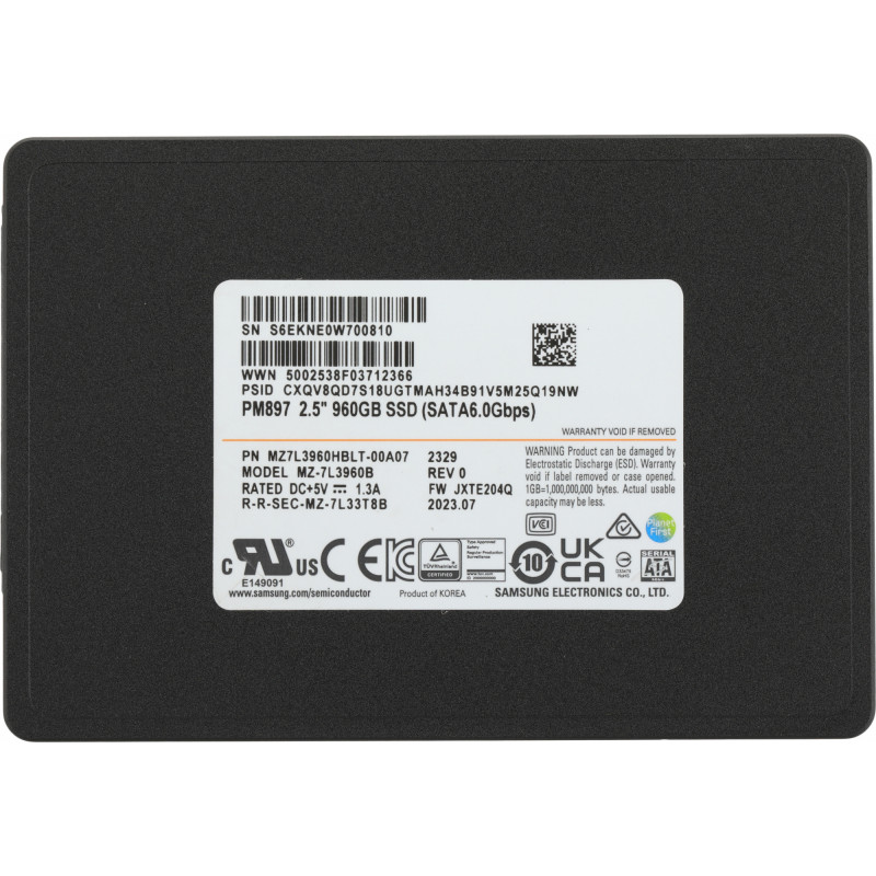 Накопитель SSD Samsung SATA-III 960GB MZ7L3960HBLT-00A07 PM897 2.5" 3 DWPD OEM Накопитель SSD Samsung SATA-III 960GB MZ7L3960HBLT-00A07 PM897 2.5" 3 DWPD OEM