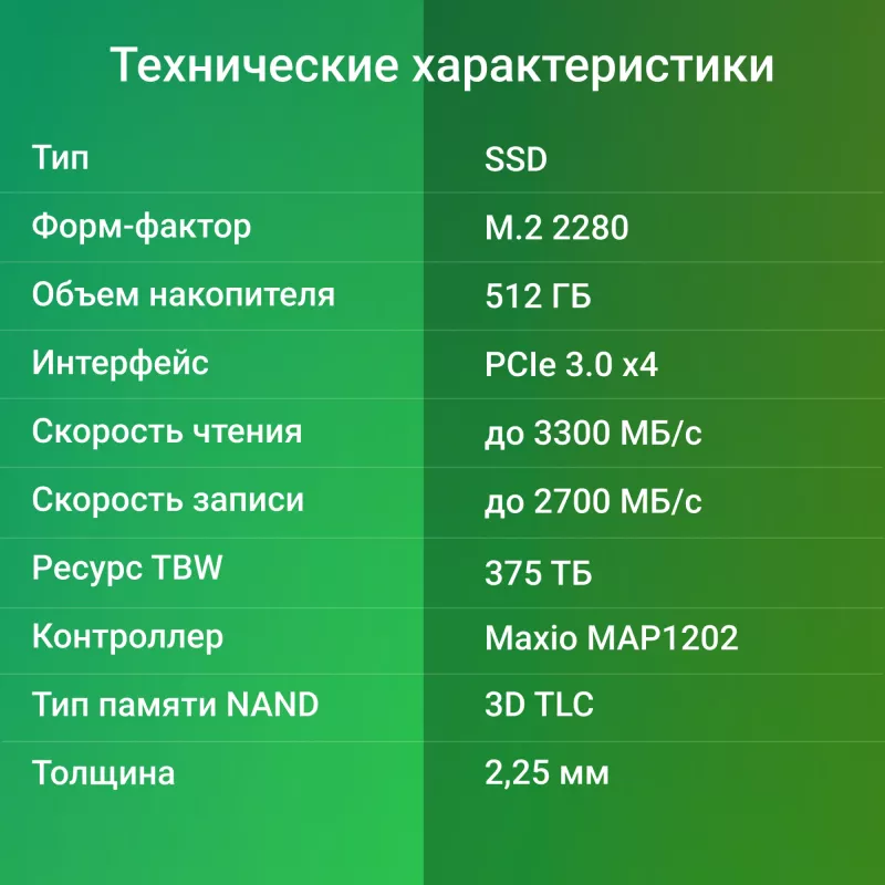 Накопитель SSD Digma PCIe 3.0 x4 512GB DGSM3512GM23T Mega M2 M.2 2280