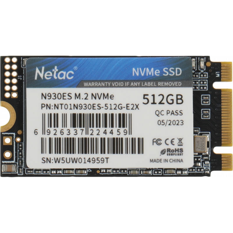 Накопитель SSD Netac PCIe 3.0 x2 512GB NT01N930ES-512G-E2X N930ES M.2 2242 Накопитель SSD Netac PCIe 3.0 x2 512GB NT01N930ES-512G-E2X N930ES M.2 2242