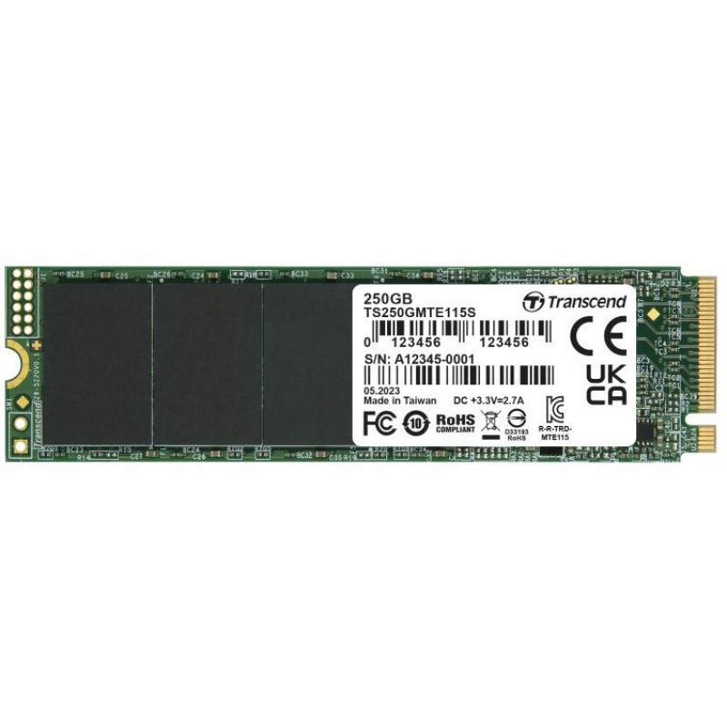 Накопитель SSD Transcend PCIe 3.0 x4 250GB TS250GMTE115S 115S M.2 2280 0.2 DWPD