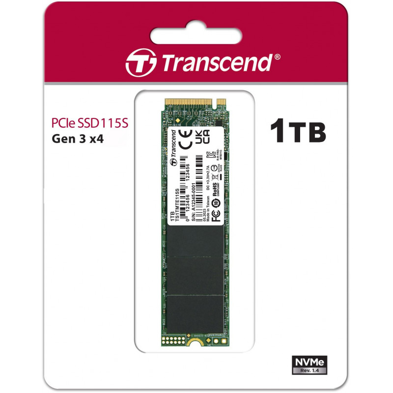 Накопитель SSD Transcend PCIe 3.0 x4 1TB TS1TMTE115S 115S M.2 2280 0.2 DWPD