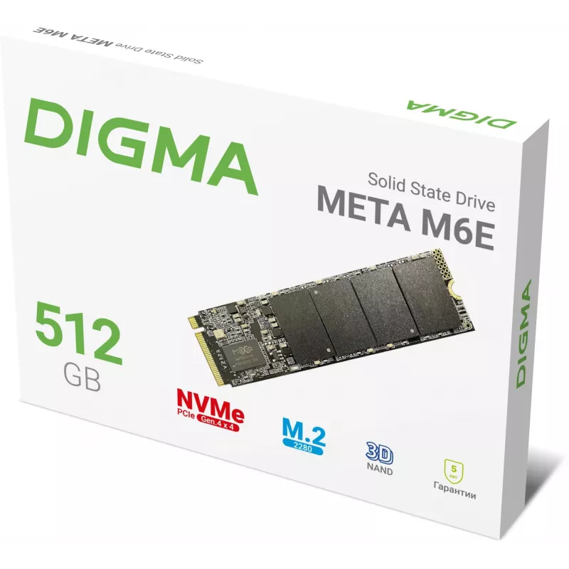 Накопитель SSD Digma PCIe 4.0 x4 512GB DGSM4512GM6ET Meta M6E M.2 2280