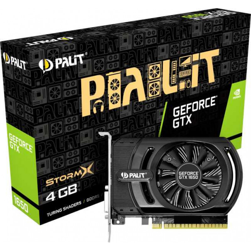 Видеокарта Palit PCI-E PA-GTX1650 STORMX 4G NVIDIA GeForce GTX 1650 4096Mb 128 GDDR5 1485/8000 DVIx1 HDMIx1 HDCP Ret