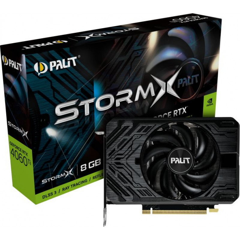 Видеокарта Palit PCI-E 4.0 RTX4060TI STORMX NVIDIA GeForce RTX 4060TI 8Gb 128bit GDDR6 2310/18000 HDMIx1 DPx3 HDCP Ret
