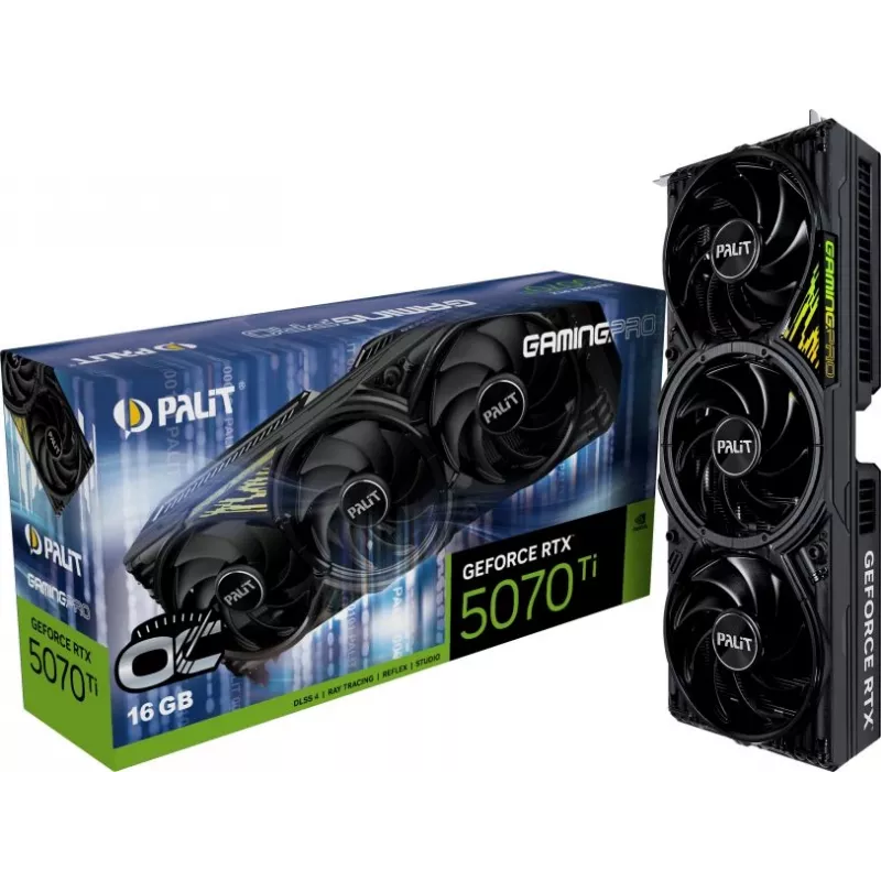 Видеокарта Palit PCI-E 5.0 PA-RTX5070Ti GAMINGPRO OC NVIDIA GeForce RTX 5070TI 16Gb 256bit GDDR7 2295/28000 HDMIx1 DPx3 HDCP Ret