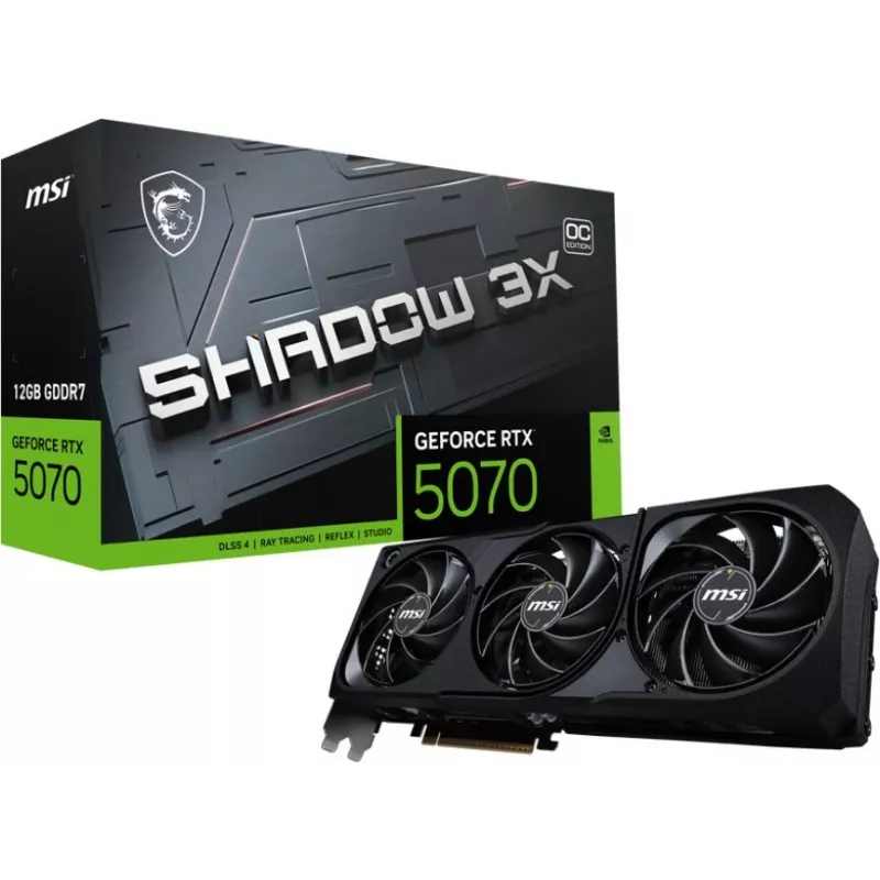 Видеокарта MSI PCI-E 5.0 RTX 5070 12G SHADOW 3X OC NVIDIA GeForce RTX 5070 12Gb 192bit GDDR7 2542/28000 HDMIx1 DPx3 HDCP Ret