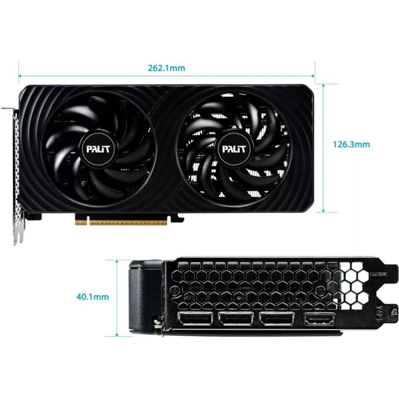 Видеокарта Palit PCI-E 5.0 PA-RTX5060 DUAL OC NVIDIA GeForce RTX 5060 8Gb 128bit GDDR7 2280/28000 HDMIx1 DPx3 HDCP Ret