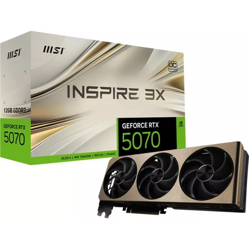 Видеокарта MSI PCI-E 5.0 RTX 5070 12G INSPIRE 3X OC NVIDIA GeForce RTX 5070 12Gb 192bit GDDR7 2542/28000 HDMIx1 DPx3 HDCP Ret