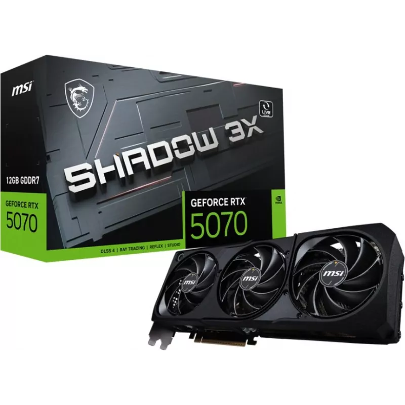 Видеокарта MSI PCI-E 5.0 RTX 5070 12G SHADOW 3X NVIDIA GeForce RTX 5070 12Gb 192bit GDDR7 2512/28000 HDMIx1 DPx3 HDCP Ret