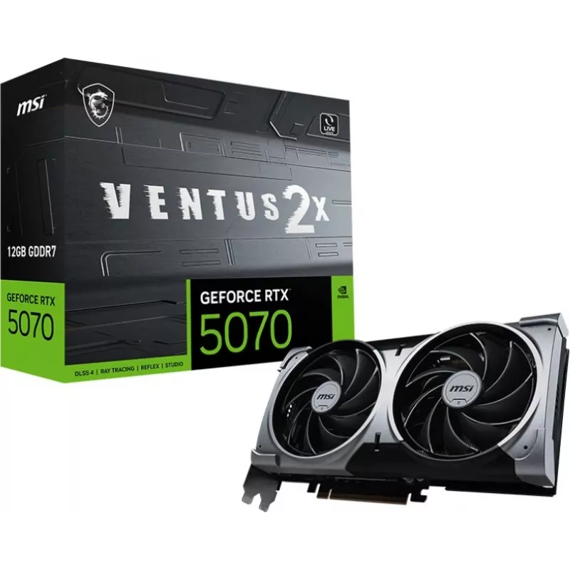 Видеокарта MSI PCI-E 5.0 RTX 5070 12G VENTUS 2X NVIDIA GeForce RTX 5070 12Gb 192bit GDDR7 2512/28000 HDMIx1 DPx3 HDCP Ret