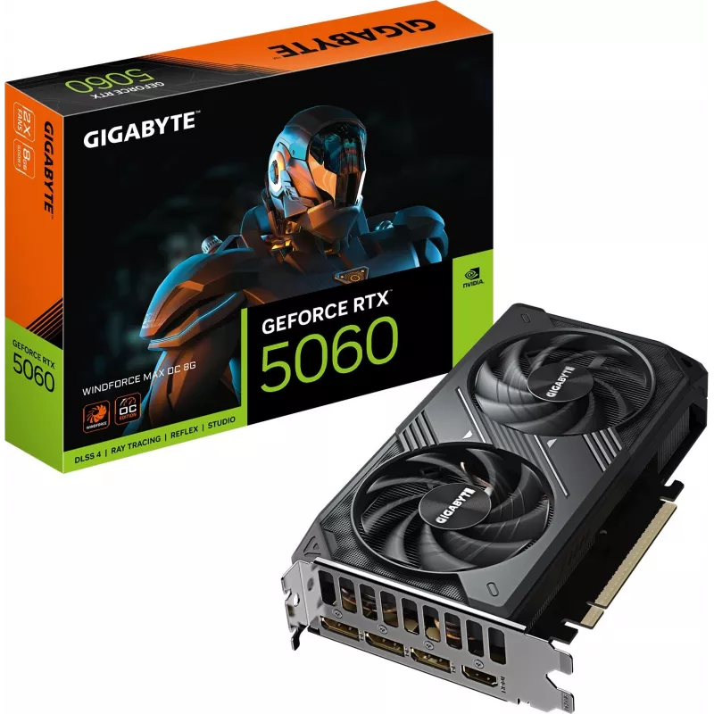 Видеокарта Gigabyte PCI-E 5.0 GV-N5060WF2MAX OC-8GD 1.0 NVIDIA GeForce RTX 5060 8Gb 128bit GDDR7 2512/28000 HDMIx1 DPx3 HDCP Ret