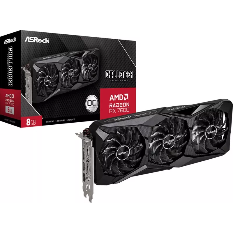 Видеокарта Asrock PCI-E 4.0 RX7600 CLP 8GO AMD Radeon RX 7600 8Gb 128bit GDDR6 2280/18000 HDMIx1 DPx3 HDCP Ret