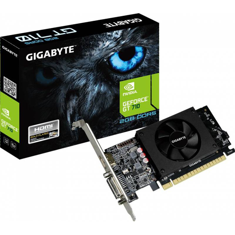 Видеокарта Gigabyte PCI-E GV-N710D5-2GL NVIDIA GeForce GT 710 2048Mb 64 GDDR5 954/5010 DVIx1 HDMIx1 HDCP Ret low profile