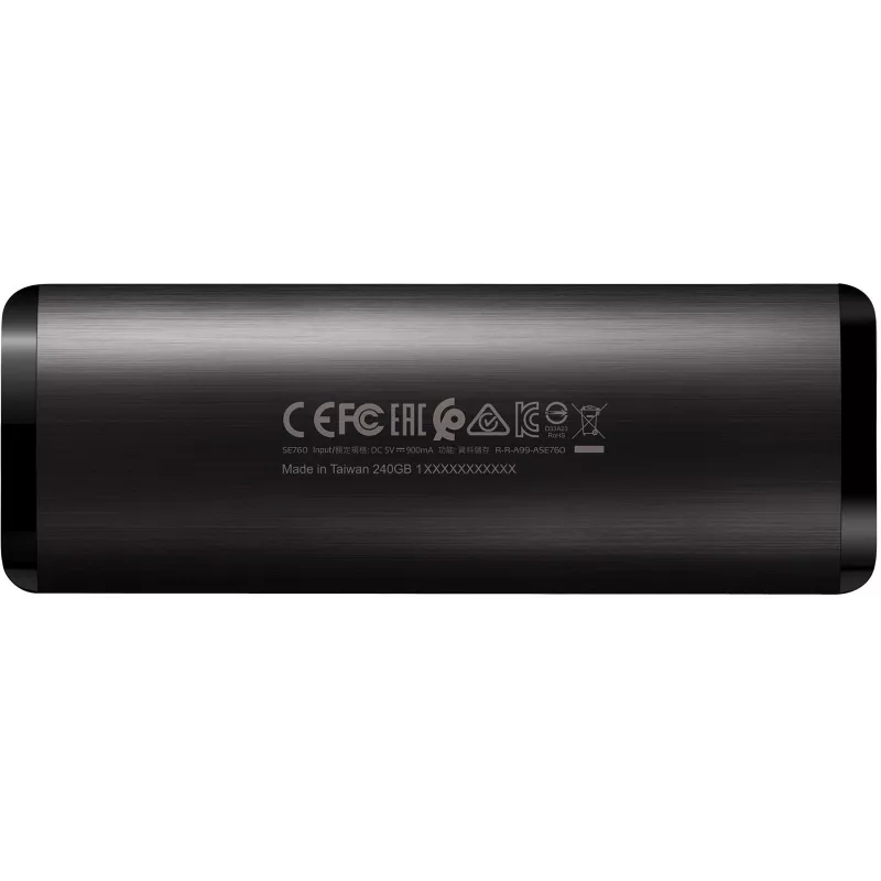 Накопитель SSD A-Data USB-C 256Gb ASE760-256GU32G2-CBK SE760 1.8" черный