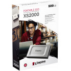 Накопитель SSD Kingston USB 3.2 500Gb SXS2000/500G XS2000 1.8" серый